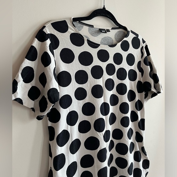 Uniqlo Marimekko Womens Polka Dot Round Neck Dress Short Sleeve Side Pocket - Picture 2 of 7